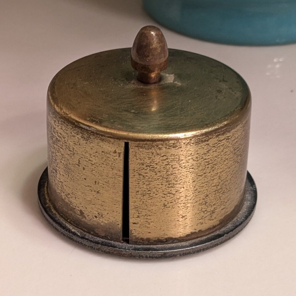 Vintage Brass Stamp Dispenser, Postage Stamp Roll Holder, Address Labels
